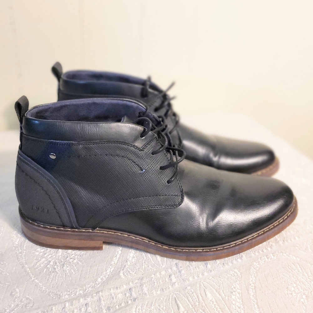 Freeman mens "brent" faux leather ankle chukka boots Black size 11 M